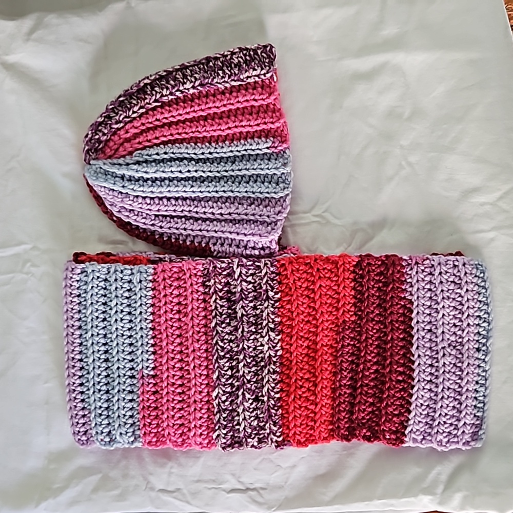 Handmade crocheted scarf and hat for child